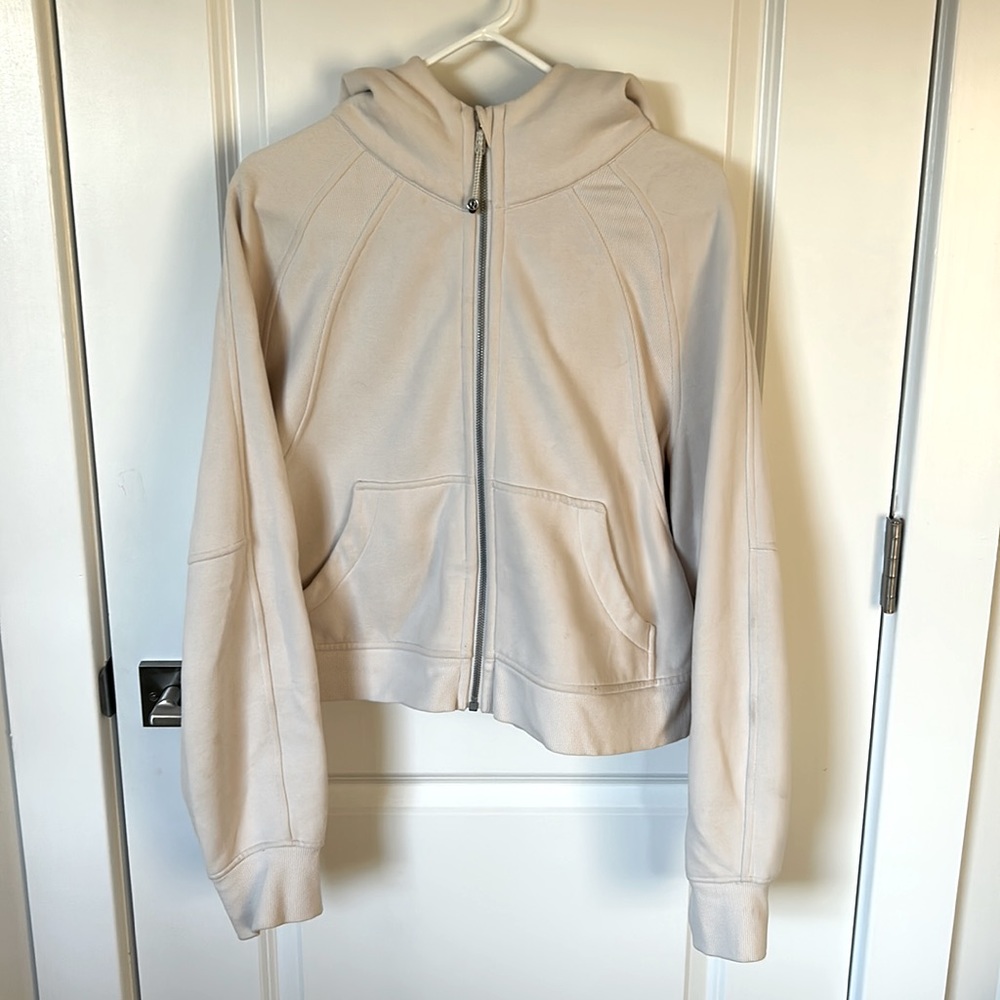 lululemon full zip cropped scuba, white opal M/L